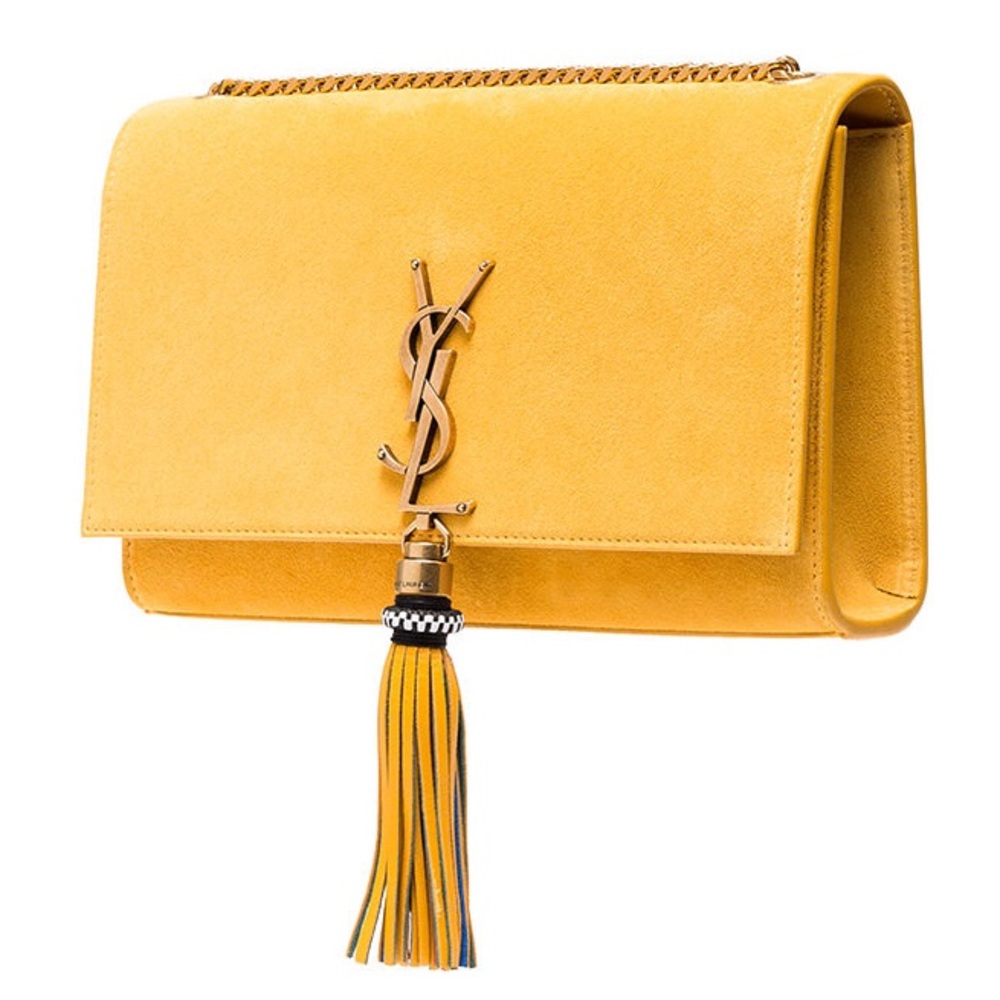 YSL Medium Kate Yellow Suede Tassel Bag - Picture 5 of 7